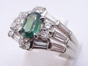 Pt900 アレキサンドライト 0.56ct ダイヤ 0.74ct リング 7.7g CGL